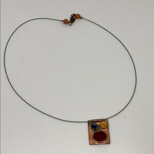 80s Abstract copper pendant necklace